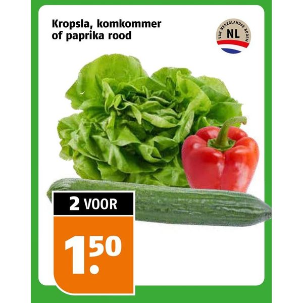Kropsla, komkommer of paprika rood