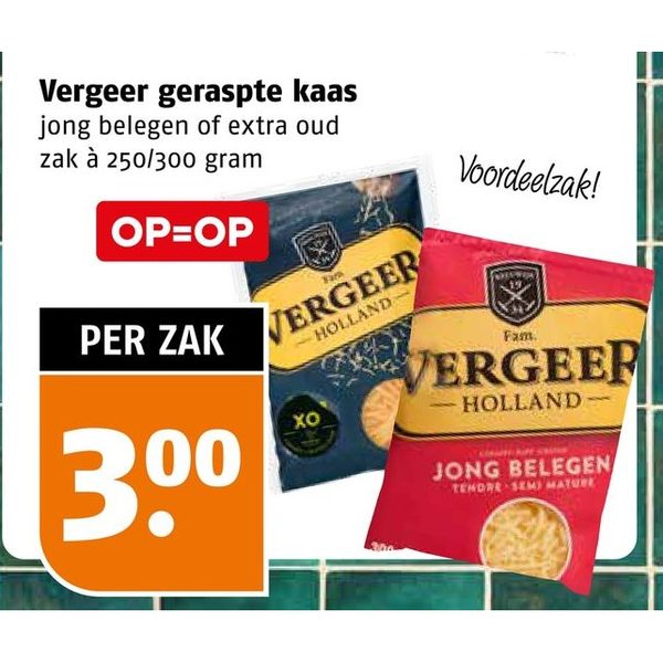 Vergeer geraspte kaas
