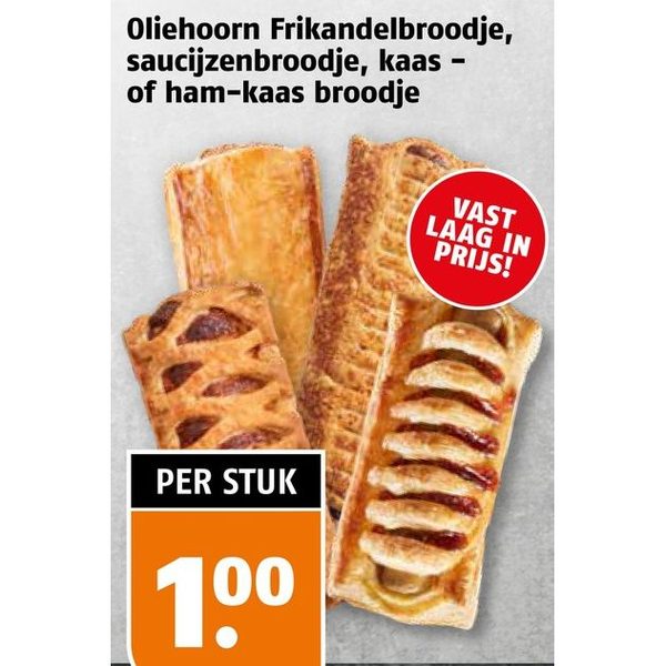 Oliehoorn Frikandelbroodje, saucijzenbroodje, kaas of ham-kaas broodje