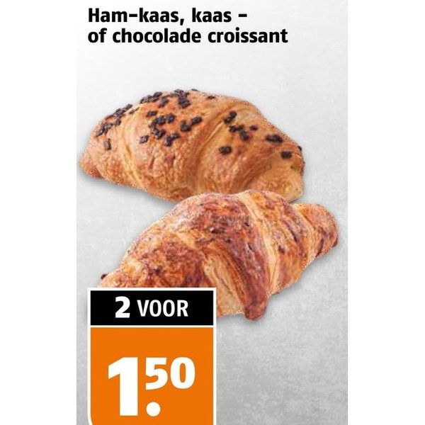 Ham-kaas, kaas- of chocolade croissant