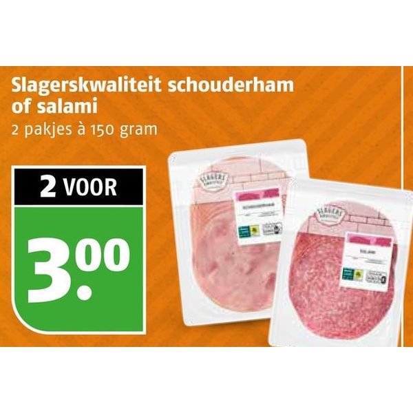 Slagerskwaliteit schouderham of salami