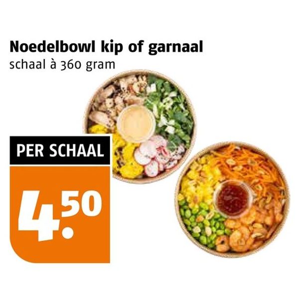 Noedelbowl kip of garnaal