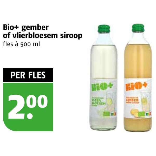 Bio+ gember of vlierbloesem siroop