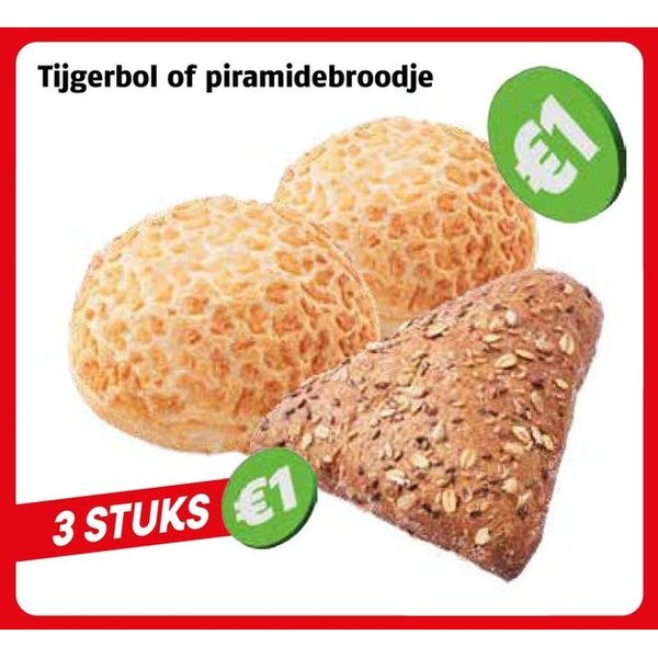 Tijgerbol of piramidebroodje