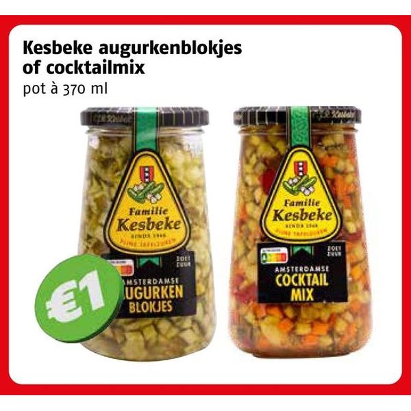 Kesbeke augurkenblokjes of cocktailmix