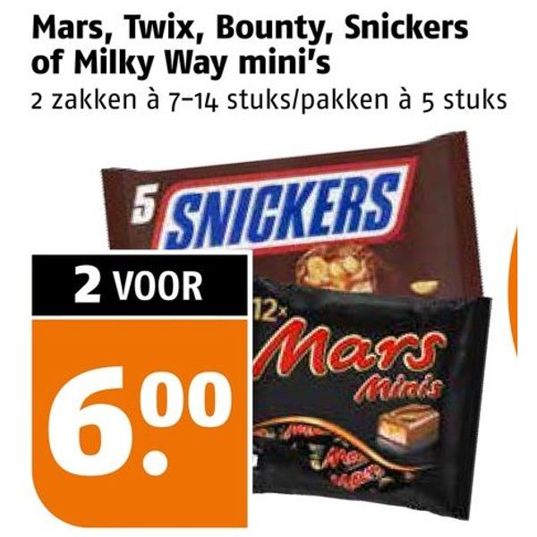 Mini's (Mars, Twix, Bounty, Snickers of Milky Way)