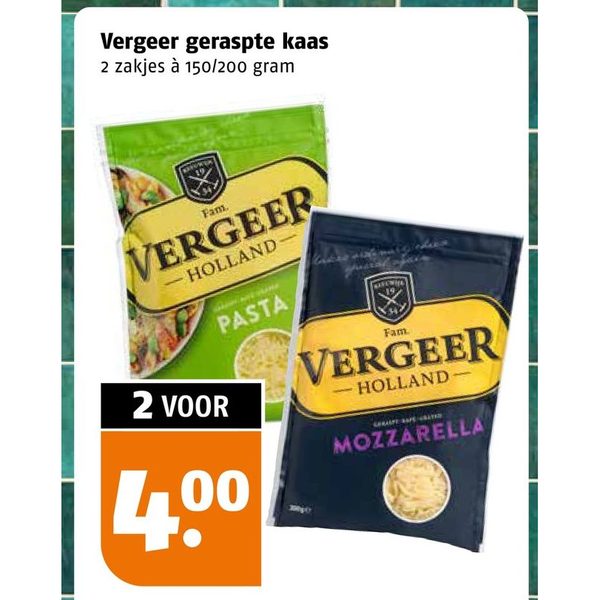 Vergeer geraspte kaas