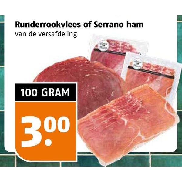 Runderrookvlees of Serrano ham
