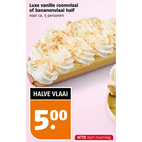 Luxe vanille roomvlaai of bananenvlaai (half)