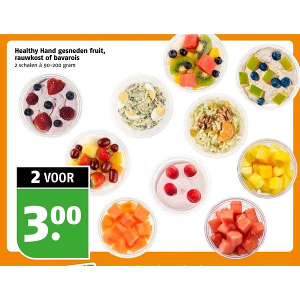 Healthy Hand gesneden fruit, rauwkost of bavarois