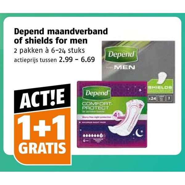 Depend maandverband of shields for men