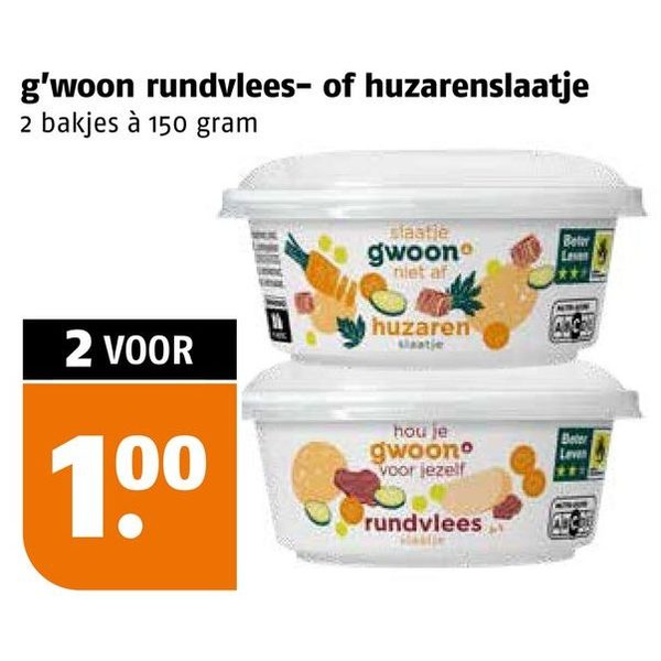 g'woon rundvlees- of huzarenslaatje
