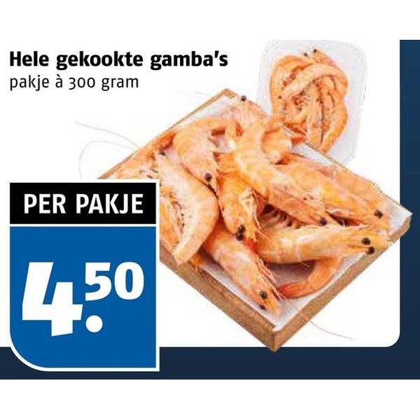 Hele gekookte gamba's