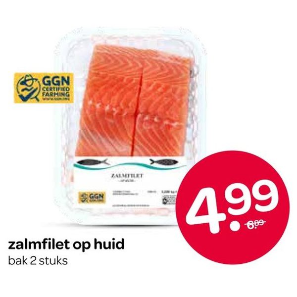 zalmfilet op huid