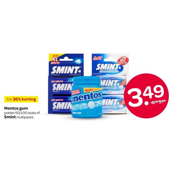 Mentos gum potten 50/100 stuks of Smint multipacks