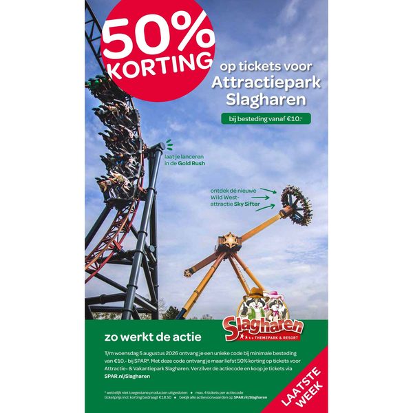 50% korting op tickets voor Attractiepark Slagharen