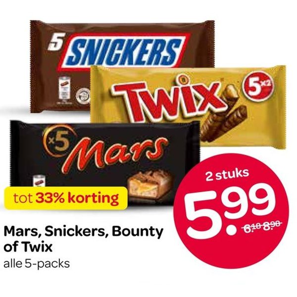 Mars, Snickers, Bounty of Twix
