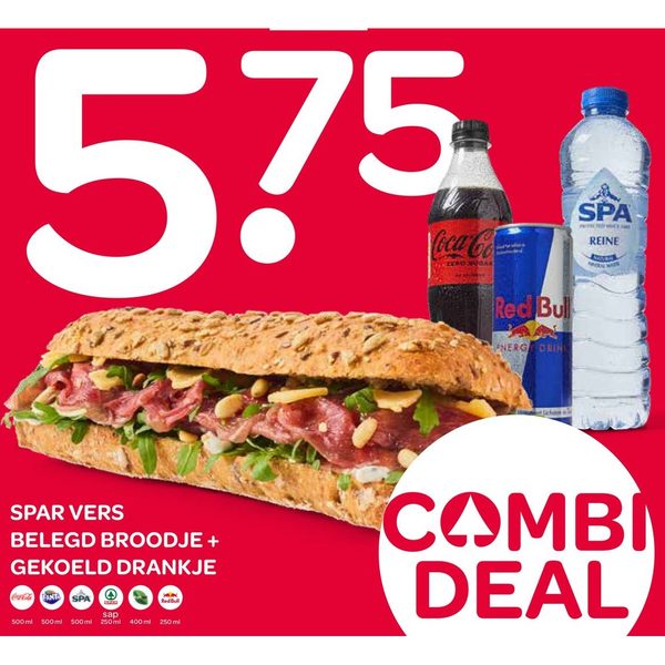 Spar vers belegd broodje + gekoeld drankje