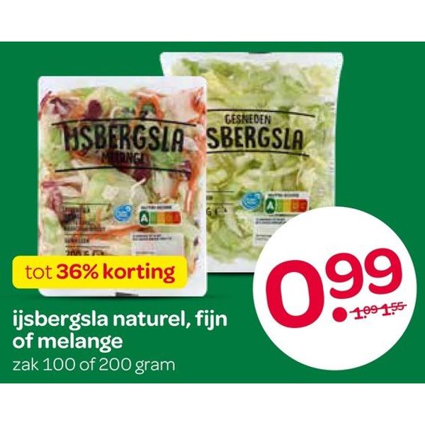ijsbergsla naturel, fijn of melange