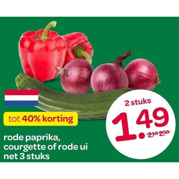 rode paprika, courgette of rode ui