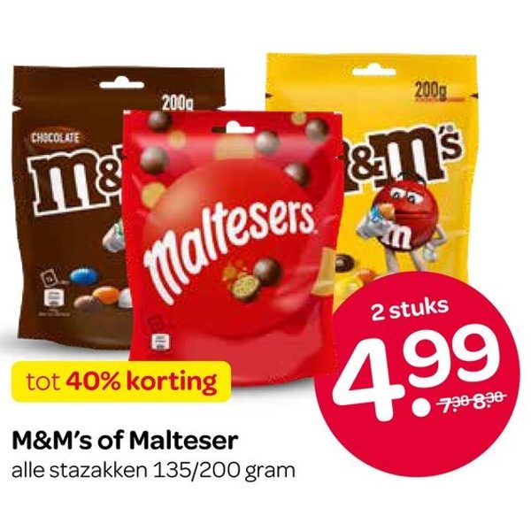 M&M's of Malteser stazakken