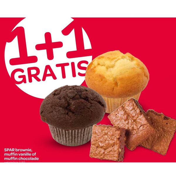 SPAR brownie, muffin vanille of muffin chocolade