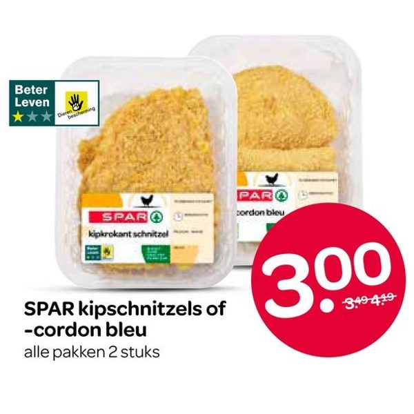 SPAR kipschnitzels of cordon bleu