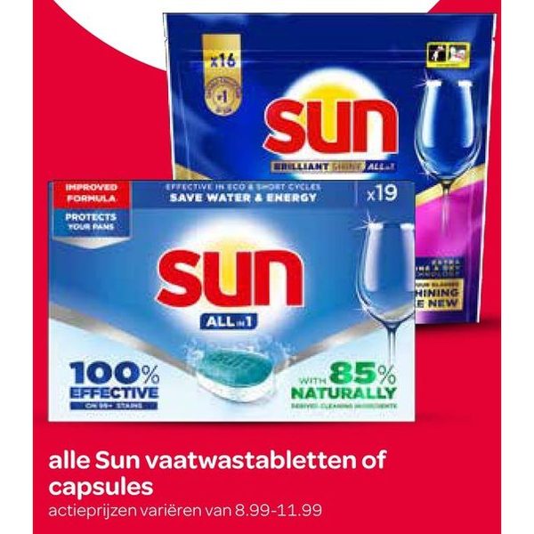 Sun vaatwastabletten of capsules