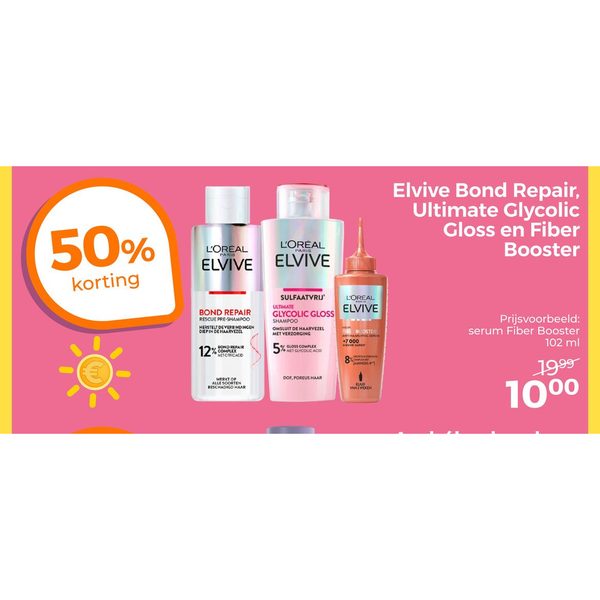 Elvive Bond Repair, Ultimate Glycolic Gloss en Fiber Booster