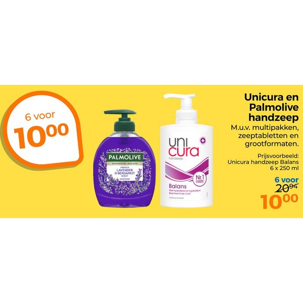 Unicura en Palmolive handzeep