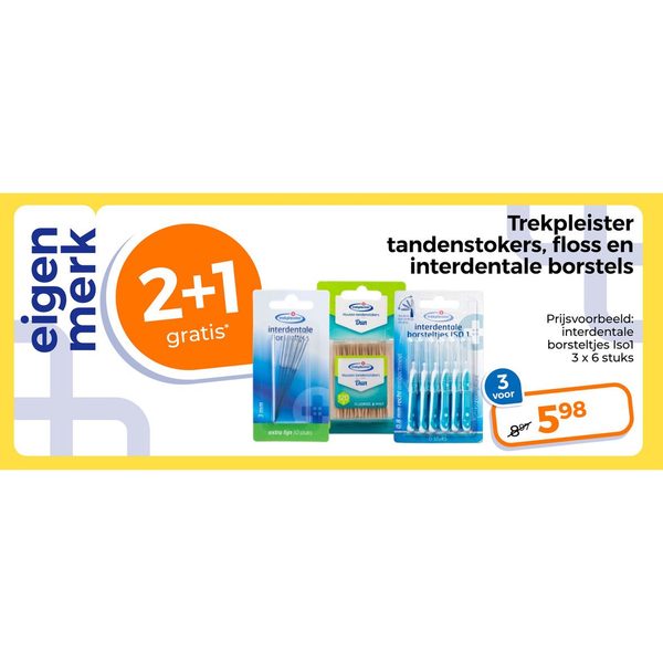 Trekpleister tandenstokers, floss en interdentale borstels