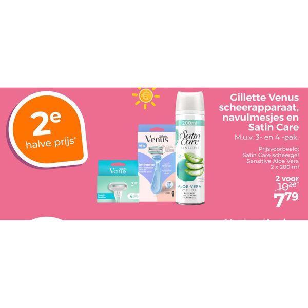 Gillette Venus scheerapparaat, navulmesjes en Satin Care