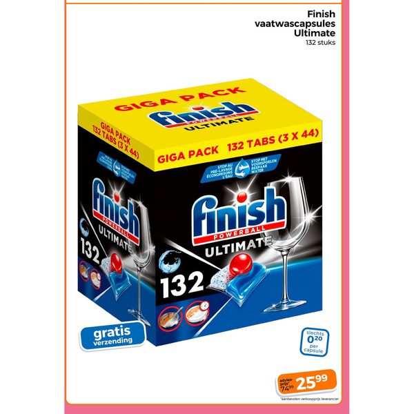 Finish vaatwascapsules Ultimate 132 stuks