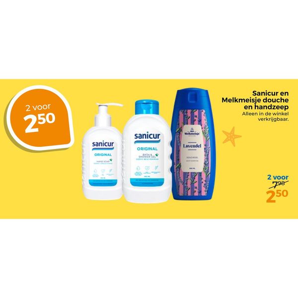 Sanicur en Melkmeisje douche en handzeep