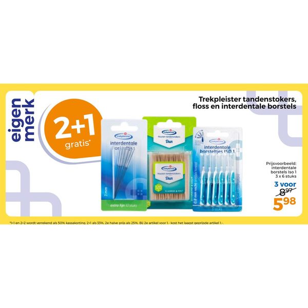 Trekpleister tandenstokers, floss en interdentale borstels