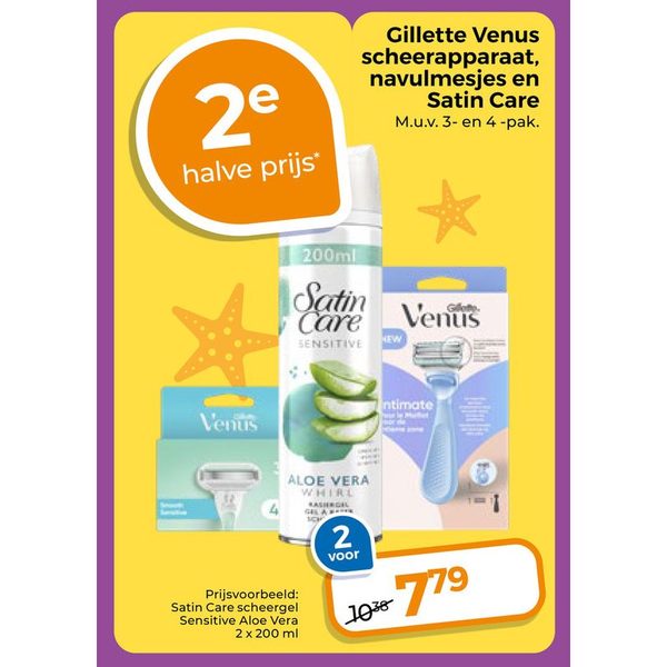 Gillette Venus scheerapparaat, navulmesjes en Satin Care