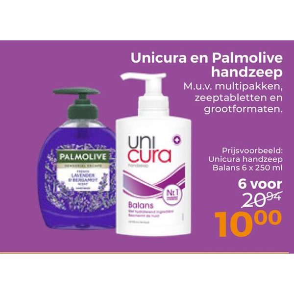 Unicura en Palmolive handzeep