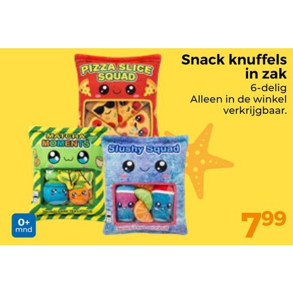 Snack knuffels in zak