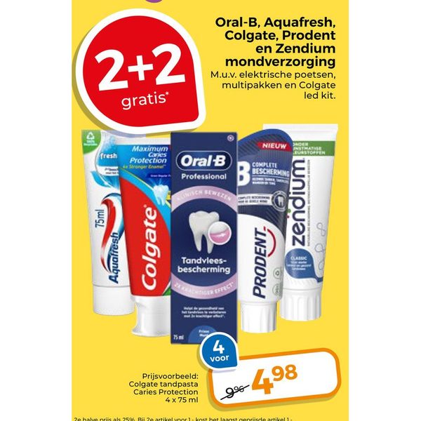 Oral-B, Aquafresh, Colgate, Prodent en Zendium