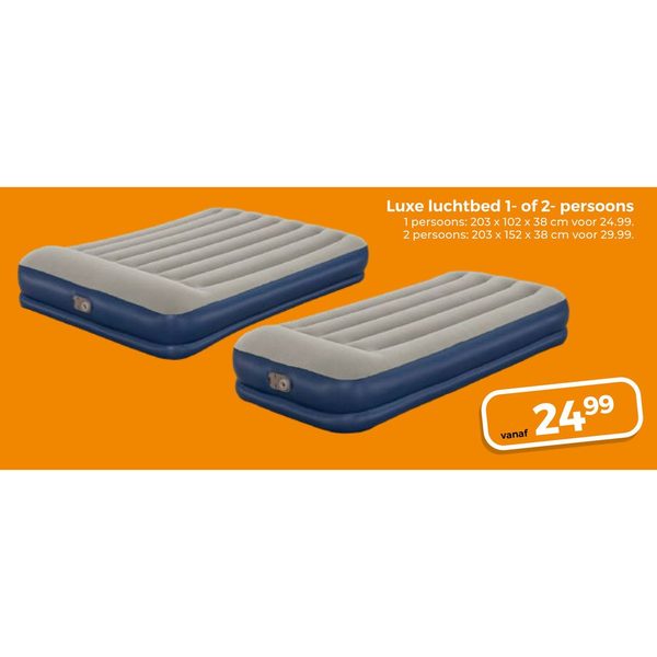 Luxe luchtbed 1- of 2- persoons