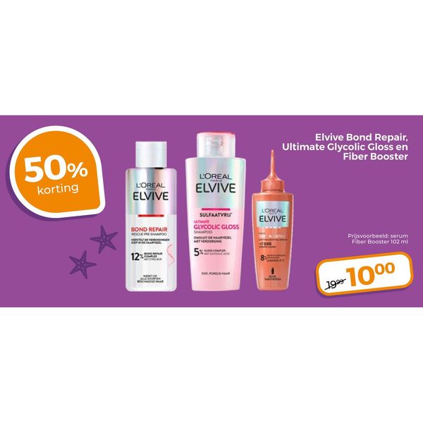Elvive Bond Repair, Ultimate Glycolic Gloss en Fiber Booster