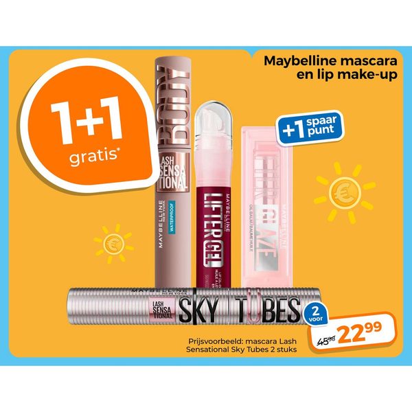 Maybelline mascara en lip make-up