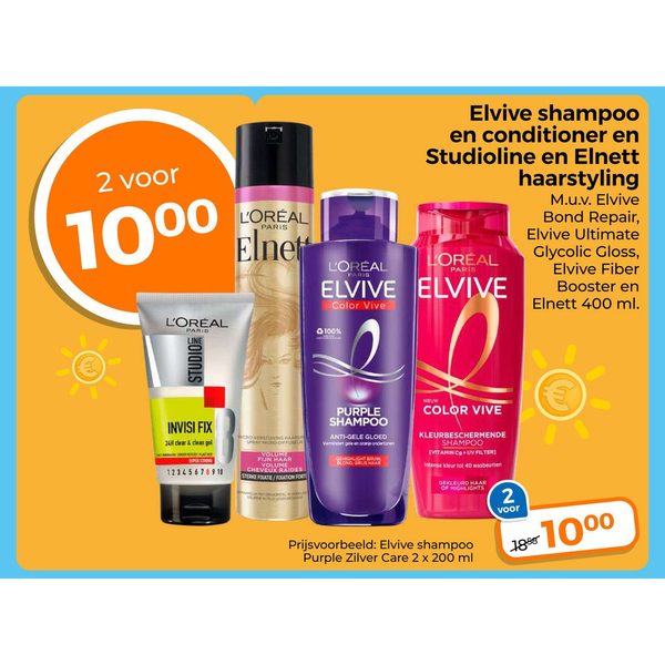 Elvive shampoo en conditioner en Studioline en Elnett haarstyling