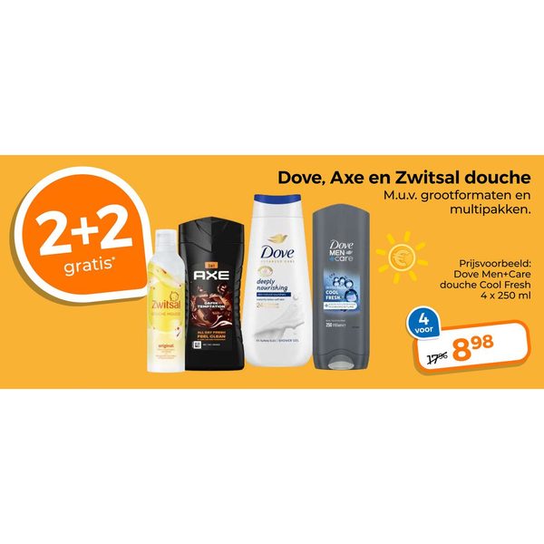 Dove, Axe en Zwitsal douche