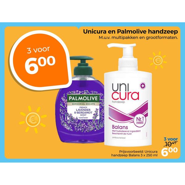 Unicura en Palmolive handzeep