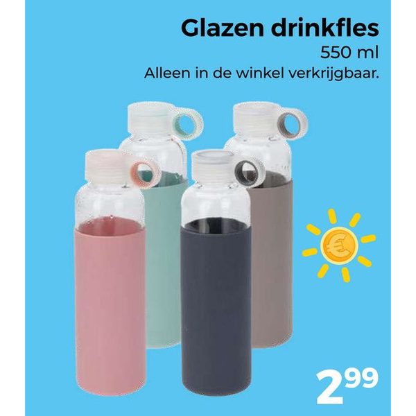 Glazen drinkfles