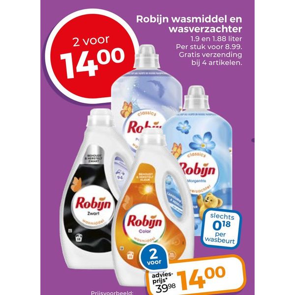 Robijn wasmiddel en wasverzachter