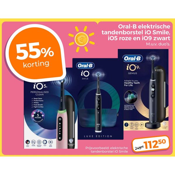 Oral-B elektrische tandenborstel iO Smile, iO5 roze en iO9 zwart
