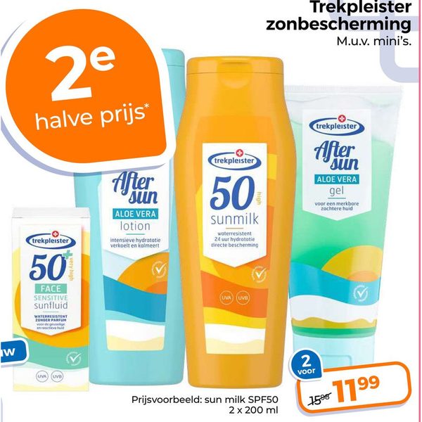 Trekpleister zonbescherming (o.a. sunmilk SPF50)