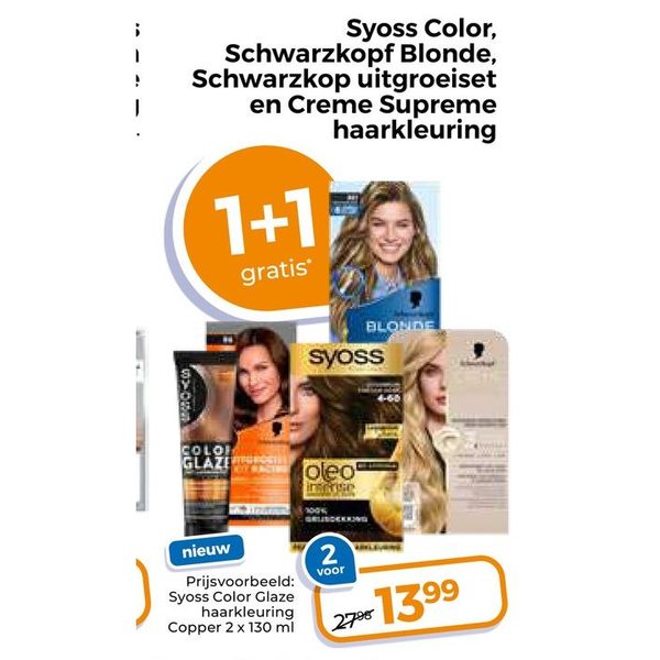 Syoss Color, Schwarzkopf Blonde, Schwarzkop uitgroeiset en Creme Supreme haarkleuring
